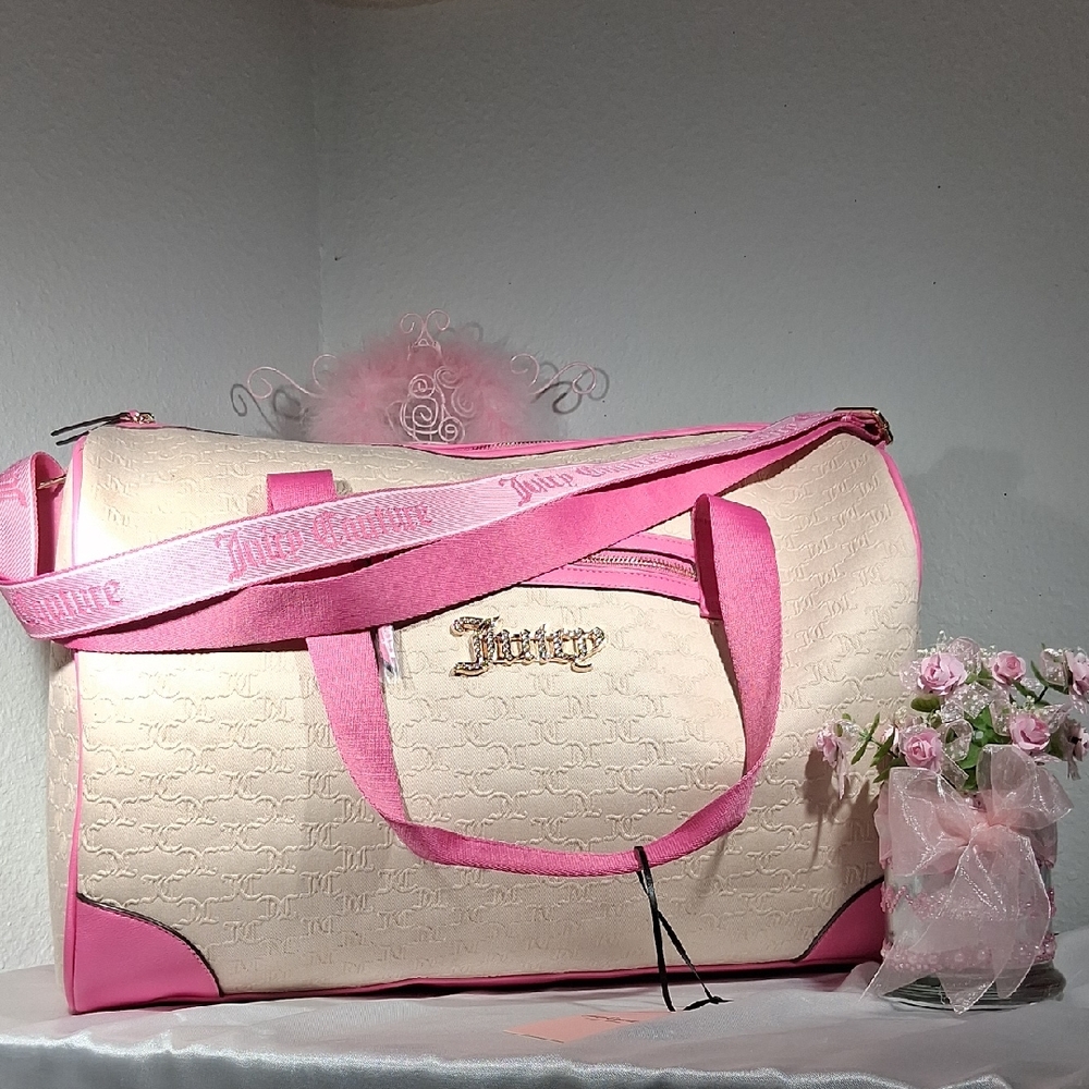 JUICY COUTURE Logo Beige_Pink Weekender Duffle Bag